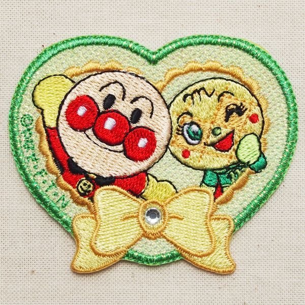 画像1: きらきらワッペン それいけアンパンマン アンパンマン&メロンパンナちゃん(ハート) (1)