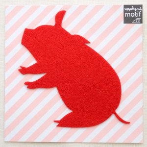 画像1: アップリケ/ワッペン レッドピッグ Red Pig(豚/ビッグ)