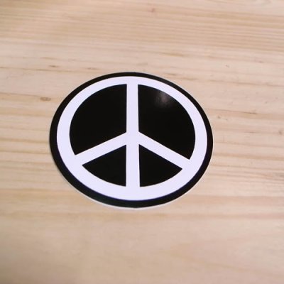 画像1: シンボルステッカー Peace ピースマーク ブラック/ホワイト