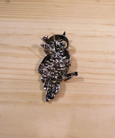 画像2: メタルブローチ Owl フクロウ(シルバー/ビッグ)