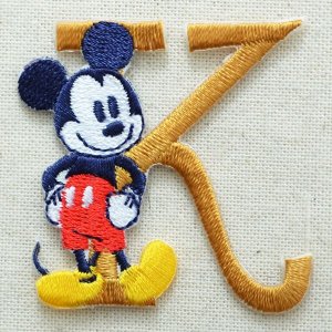 画像1: ワッペン ディズニー ミッキーマウス アルファベット(K/イエローゴールド)