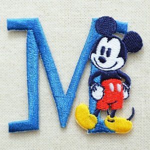 画像1: ワッペン ディズニー ミッキーマウス アルファベット(M/ブルー)