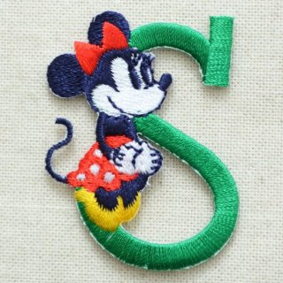 ワッペン ディズニー ミニーマウス アルファベット(S/グリーン