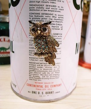 画像1: メタルブローチ Owl フクロウ(ゴールド/スモール)