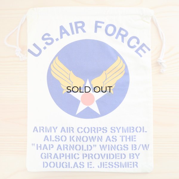画像1: アメリカンロゴ巾着袋(L) USエアフォース(アメリカ空軍) U.S.Air Force (1)
