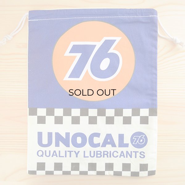画像1: アメリカンロゴ巾着袋(L) 76ルブリカンツ(ナナロクオイル) (1)