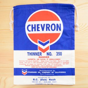 画像1: アメリカンロゴ巾着袋(L) シェブロンオイル Chevron Oil