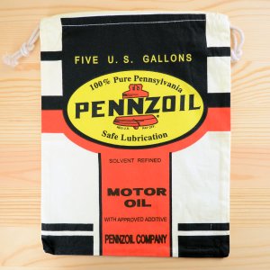 画像1: アメリカンロゴ巾着袋(L) ペンズオイル Pennzoil
