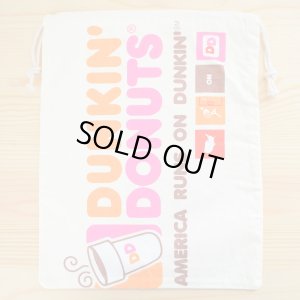 画像1: アメリカンロゴ巾着袋(L) ダンキンドーナツ Dunkin' Donuts