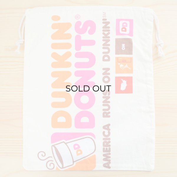 画像1: アメリカンロゴ巾着袋(L) ダンキンドーナツ Dunkin' Donuts (1)