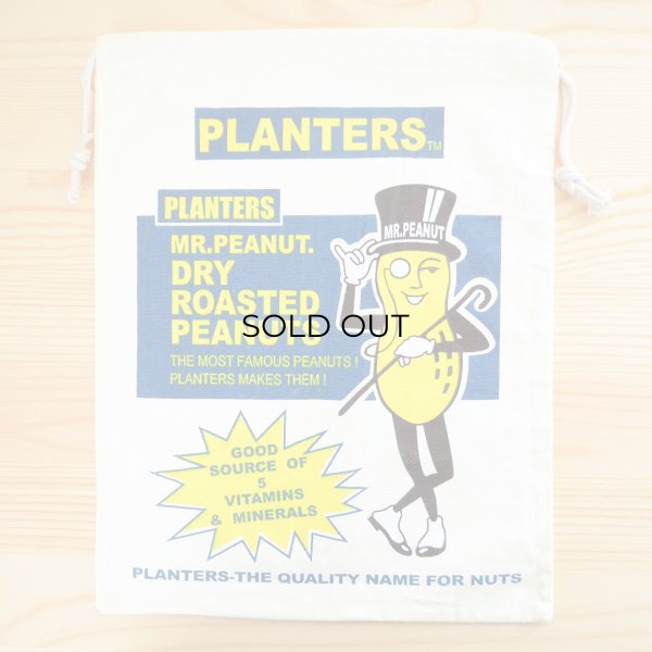 画像1: アメリカンロゴ巾着袋(L) ミスターピーナッツ Mr.Peanut (1)