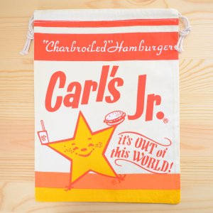 画像1: アメリカンロゴ巾着袋(L) カールズジュニア Carl's Jr.