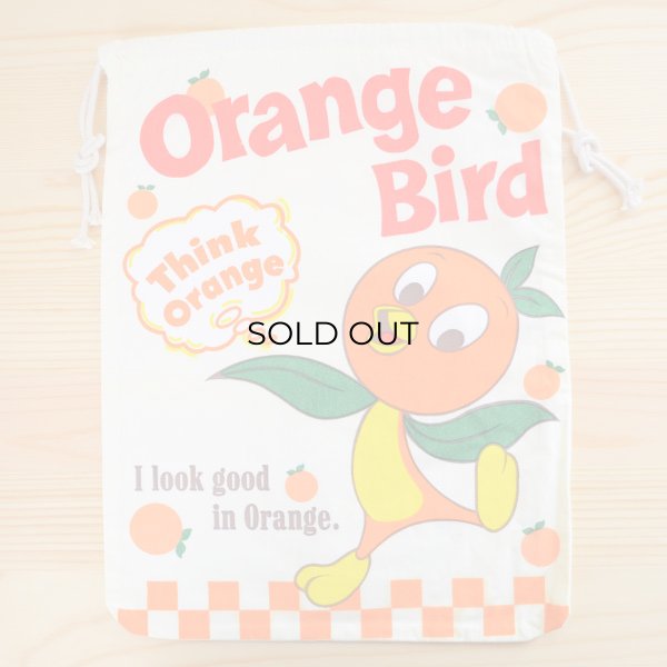 画像1: アメリカンロゴ巾着袋(L) オレンジバード Orange Bird (1)