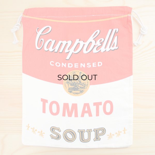 画像1: アメリカンロゴ巾着袋(L) キャンベルトマトスープ Campbell's (1)