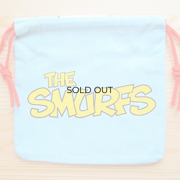 画像2: アメリカンキャラ巾着袋(S) スマーフ Smurf(きのこ) (2)