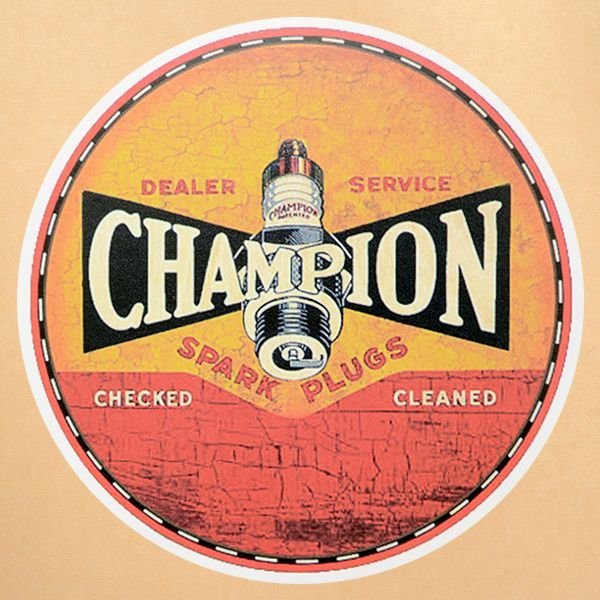 画像1: ガレージステッカー/シール チャンピオン Champion(ラウンド) (1)