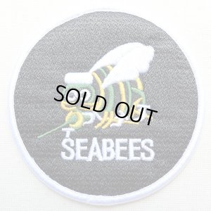 画像1: ミリタリーワッペン Seabees シービー アメリカ海軍(蜂/ブラック/ラウンド)