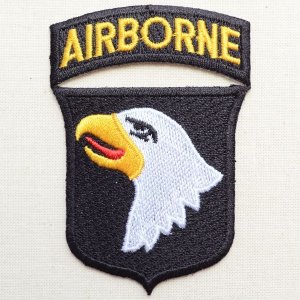 画像1: ミリタリーワッペン Airborne エアボーン イーグル エンブレム(ブラック&ホワイト)