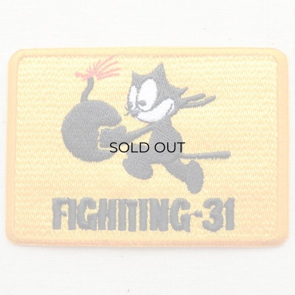 画像1: ミリタリーワッペン Fighting-31 フィリックスザキャット(イエロー/レクタングル) (1)