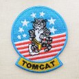画像1: ミリタリーワッペン トムキャット Tomcat アメリカ海軍(ねこ/星条旗) Mサイズ (1)