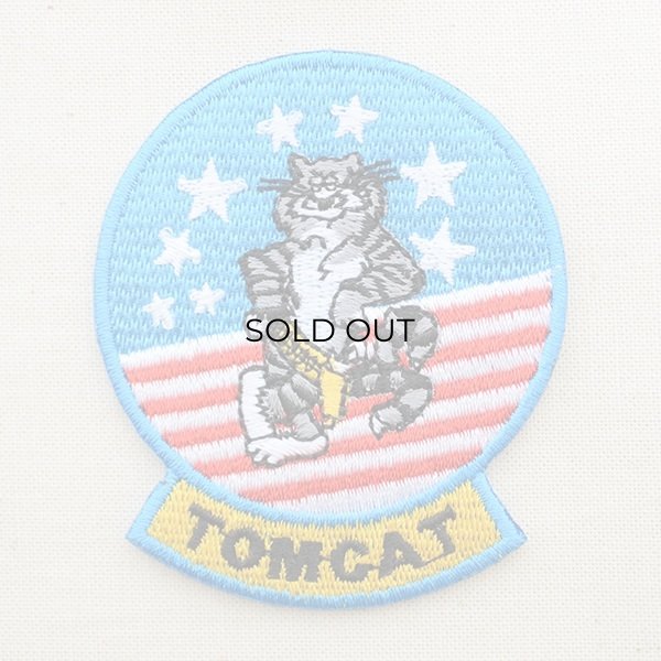 画像1: ミリタリーワッペン トムキャット Tomcat アメリカ海軍(ねこ/星条旗) Mサイズ (1)