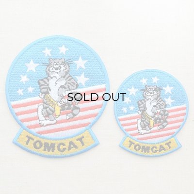 ミリタリーワッペン トムキャット Tomcat アメリカ海軍(ねこ/星条旗) L