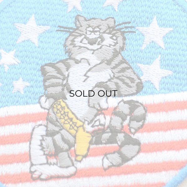 画像2: ミリタリーワッペン トムキャット Tomcat アメリカ海軍(ねこ/星条旗) Lサイズ (2)