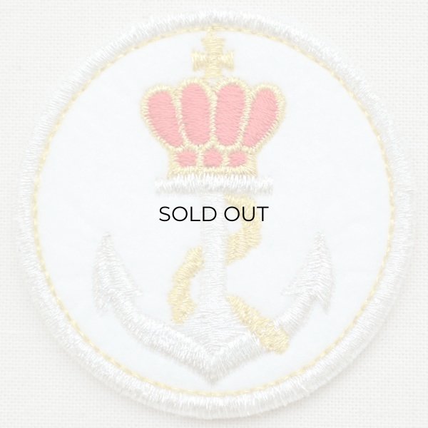 画像1: ワッペン いかり/アンカー(ラウンド/ホワイト&シルバー) (1)