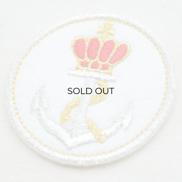 画像2: ワッペン いかり/アンカー(ラウンド/ホワイト&シルバー) (2)