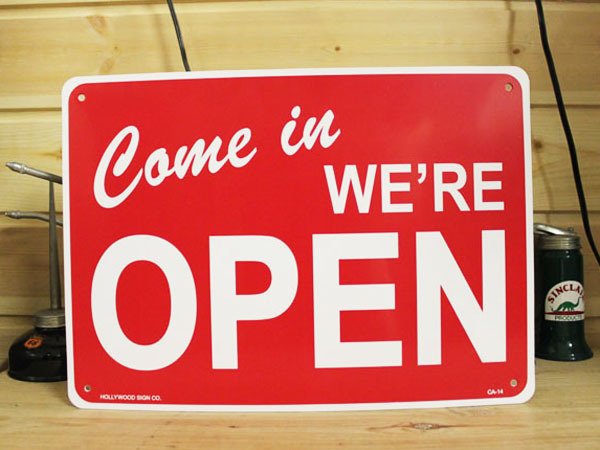 画像1: 看板 プラサインボード オープン(営業中) Come In We're Open *メール便不可 (1)