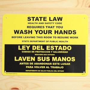 画像1: 看板/プラサインボード 手洗い厳守 State Law/Wash Your Hands *メール便不可