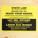 看板/プラサインボード 手洗い厳守 State Law/Wash Your Hands *メール便不可