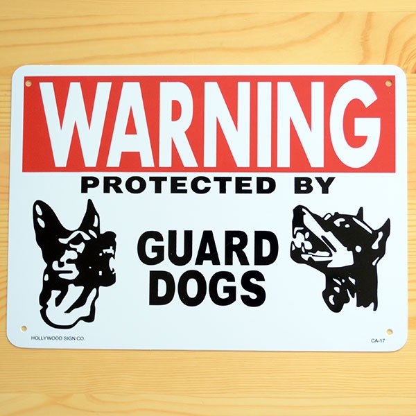 画像1: 看板 プラサインボード 番犬に注意 Warning Guard Dogs *メール便不可 (1)