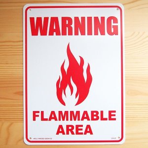 画像1: 看板/プラサインボード 注意可燃エリア(火気厳禁) Flammable Area *メール便不可