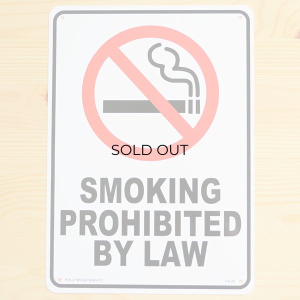 画像1: 看板 プラサインボード 禁煙 Smoking Prohibited By Law *メール便不可 (1)