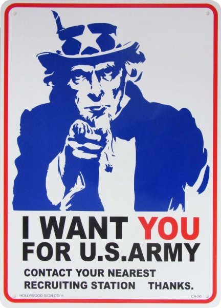画像1: 看板 プラサインボード アメリカ陸軍に君が必要だ(アンクルサム) I Want You For U.S.Army *メール便不可 (1)