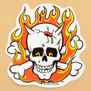 画像1: ステッカー/シール フレーミングスカル Flaming Skull