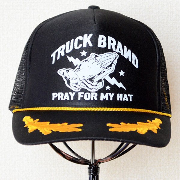 帽子/メッシュキャップ トラックブランド Pray(ブラック/刺繍入り) アポロキャップ R4