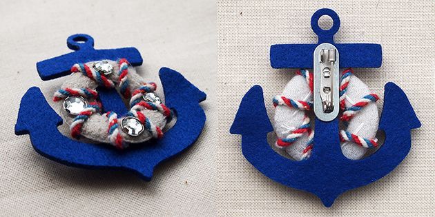 Wappen Brooch Felt Anchor Blue / ワッペンブローチ フェルト アンカー(碇 錨 イカリ) ブルー