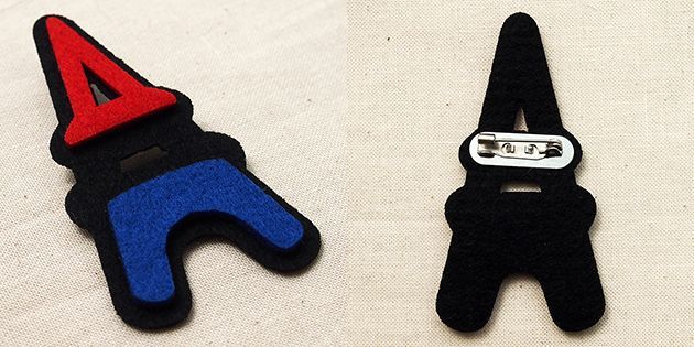 Wappen Brooch Felt Eiffel Tower Black / ワッペンブローチ フェルト エッフェル塔 ブラック