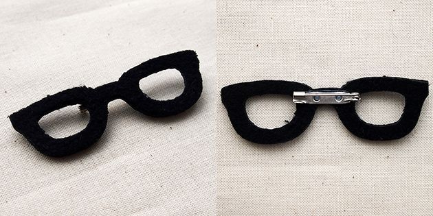 Wappen Brooch Felt Glasses / ワッペンブローチ フェルト 黒ぶち眼鏡 メガネ