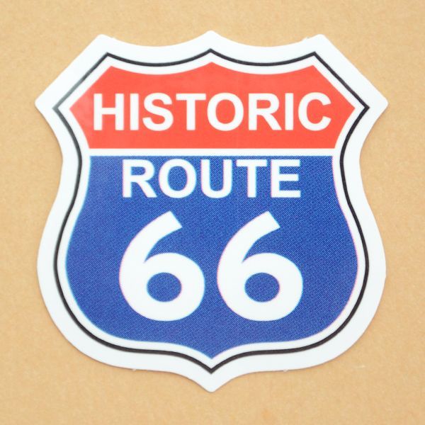 アドバタイジングステッカー(S) Historic Route66 ルート66 ブルー/レッド シール アメリカン 防水仕様 | ワッペン・アップリケ・ステッカー・バッジ通販  ワッペンストア本店