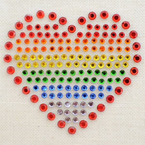 クリスタルワッペン ラインストーン ハート マルチカラー ワッペン アップリケ ステッカー バッジ通販 ワッペンストア本店