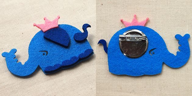 Wappen Brooch Felt Elephant / ワッペンブローチ フェルト 象 ぞう