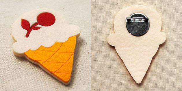 Wappen Brooch Felt Ice Cream / ワッペンブローチ フェルト アイスクリーム