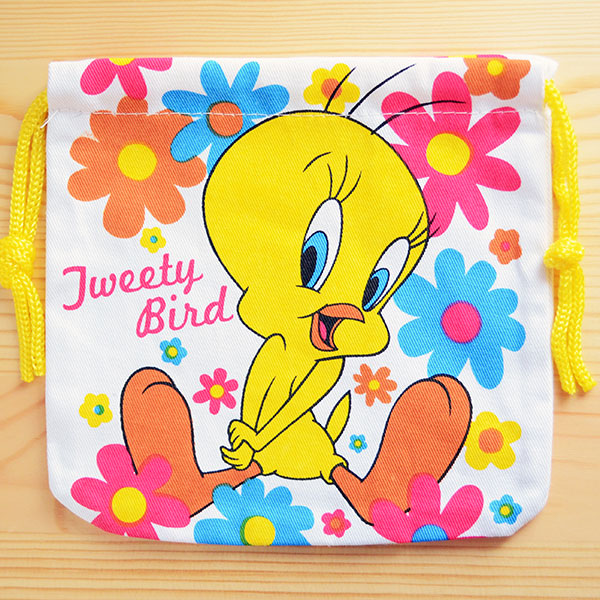 アメリカンキャラ巾着袋 S トゥイーティー Tweety ワッペン アップリケ ステッカー バッジ通販 ワッペンストア本店