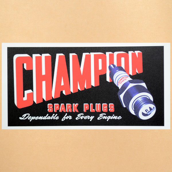 ガレージステッカー/シール チャンピオン Champion(ブラック/レクタングル) | ワッペン・アップリケ・ステッカー・バッジ通販