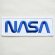 画像1: ロゴワッペン NASA ナサ(ホワイト&ブルー/レクタングル) (1)