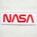 画像1: ロゴワッペン NASA ナサ(ホワイト&レッド/レクタングル) (1)