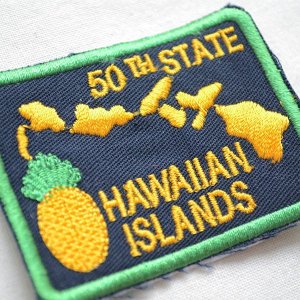 画像2: ヴィンテージレプリカワッペン Hawaiian Islands ハワイアン パイナップル レクタングル [糊なし] (2)